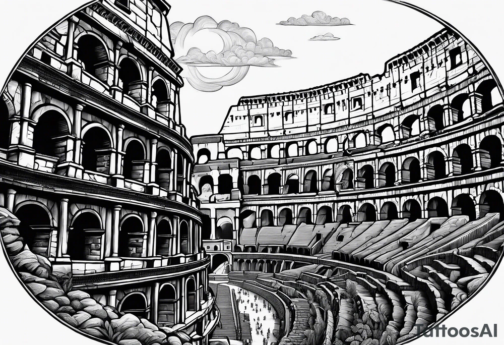 Dystopian colosseum tattoo idea