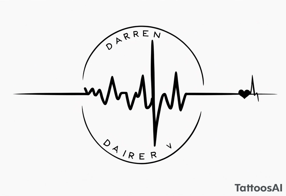 Heartbeat line intertwined with the words Darren Forever tattoo idea