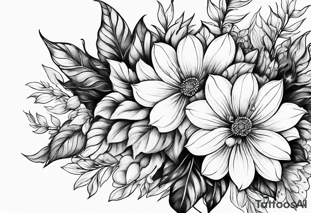 Floral floor ground framing garden tattoo idea