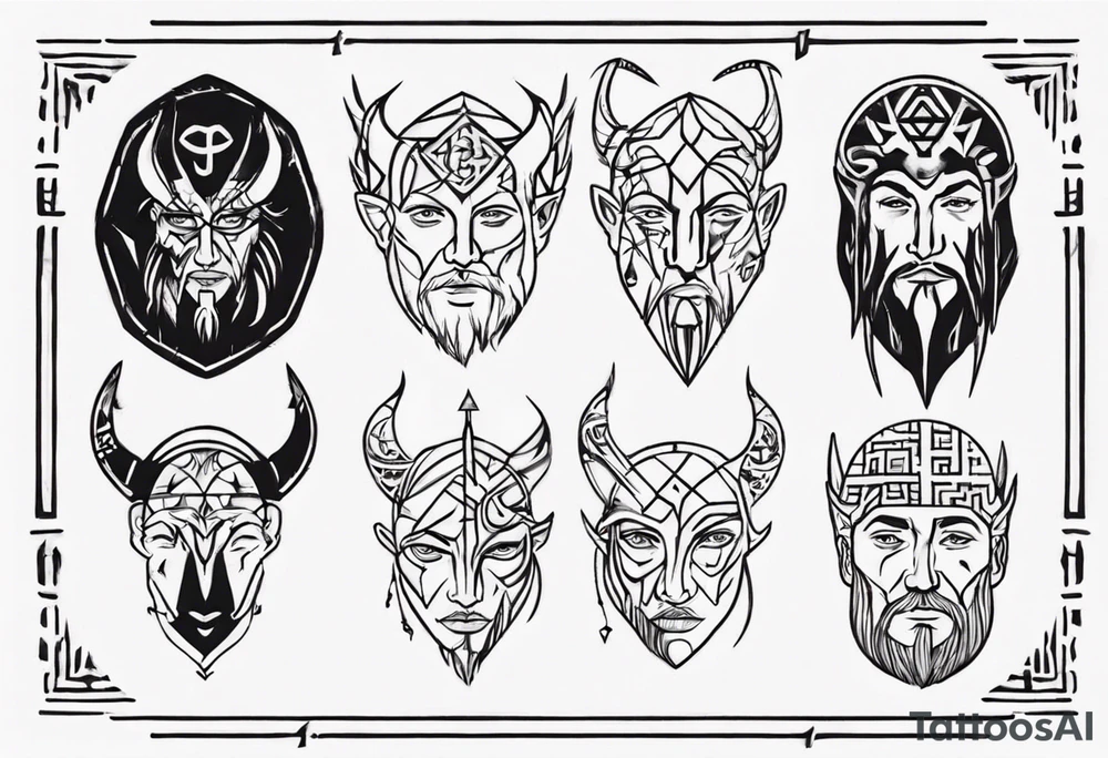 nordic face with rune tattoo idea