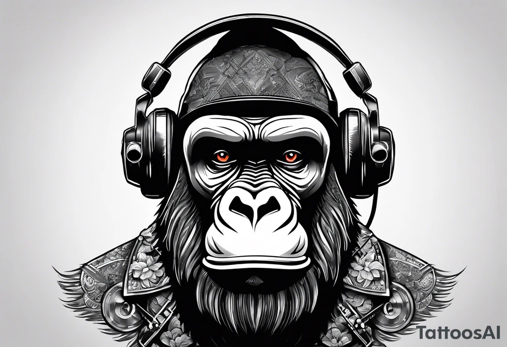 gorilla motorcycle microphone tattoo idea