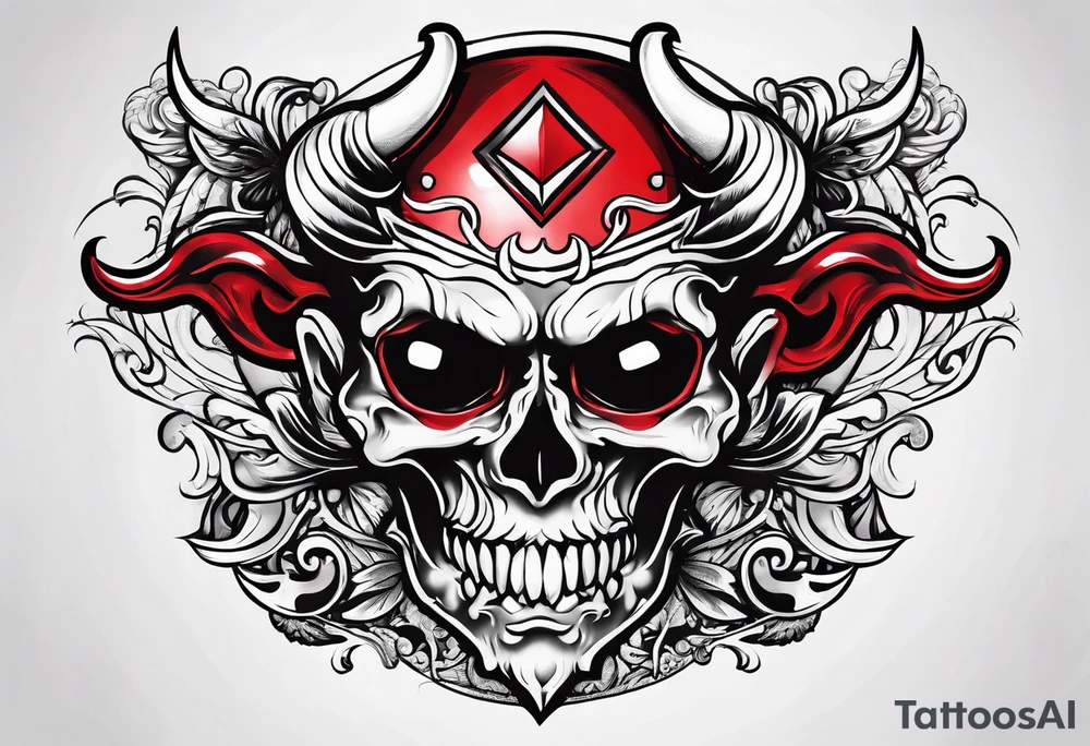 Red Devil heading a Ball tattoo idea
