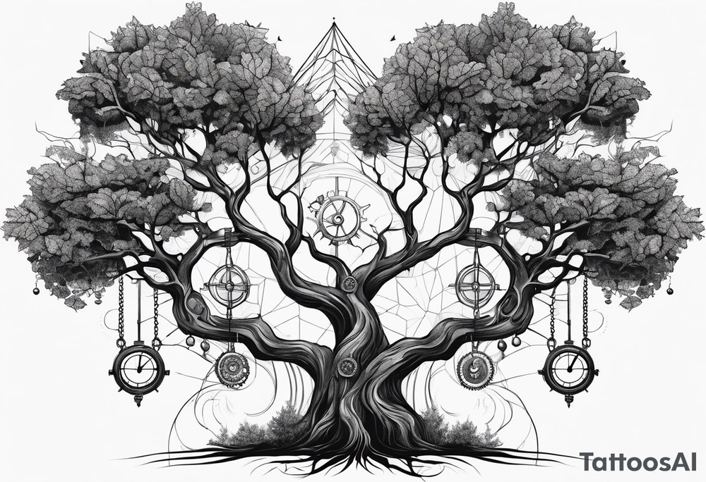 Steampunk trees tattoo idea