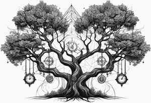Steampunk trees tattoo idea
