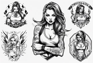 toples fighter girl tattoo idea
