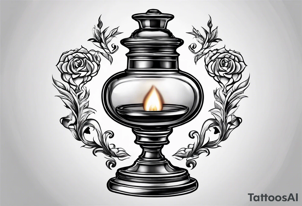 Empty Oil lamp with smoke tattoo idea