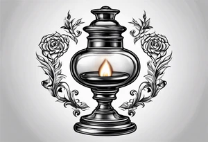 Empty Oil lamp with smoke tattoo idea