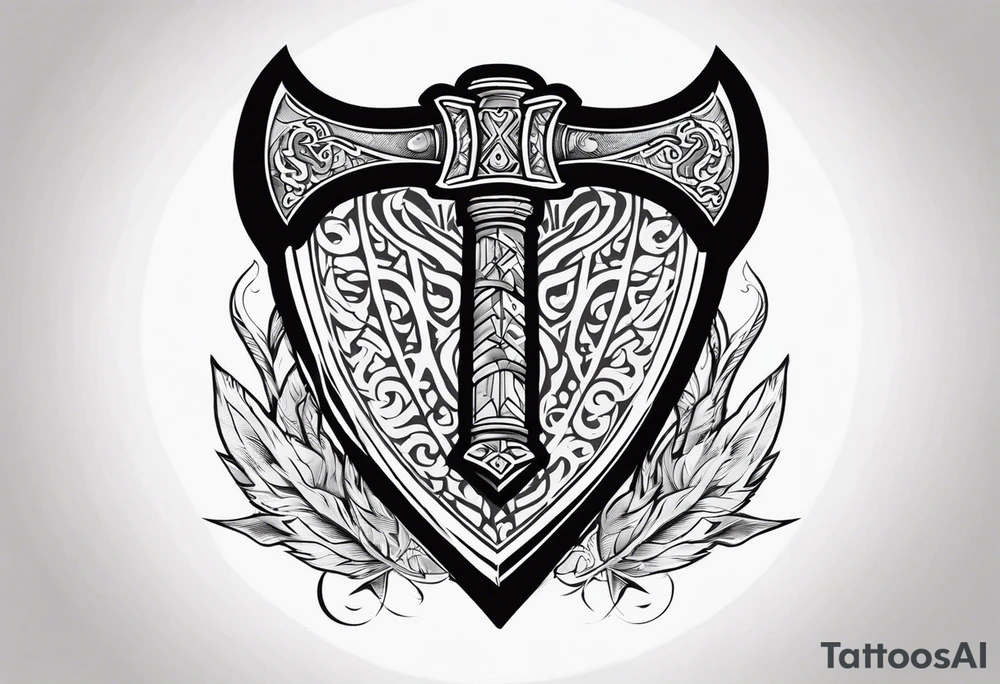 Valhalla sword shield axe tattoo idea