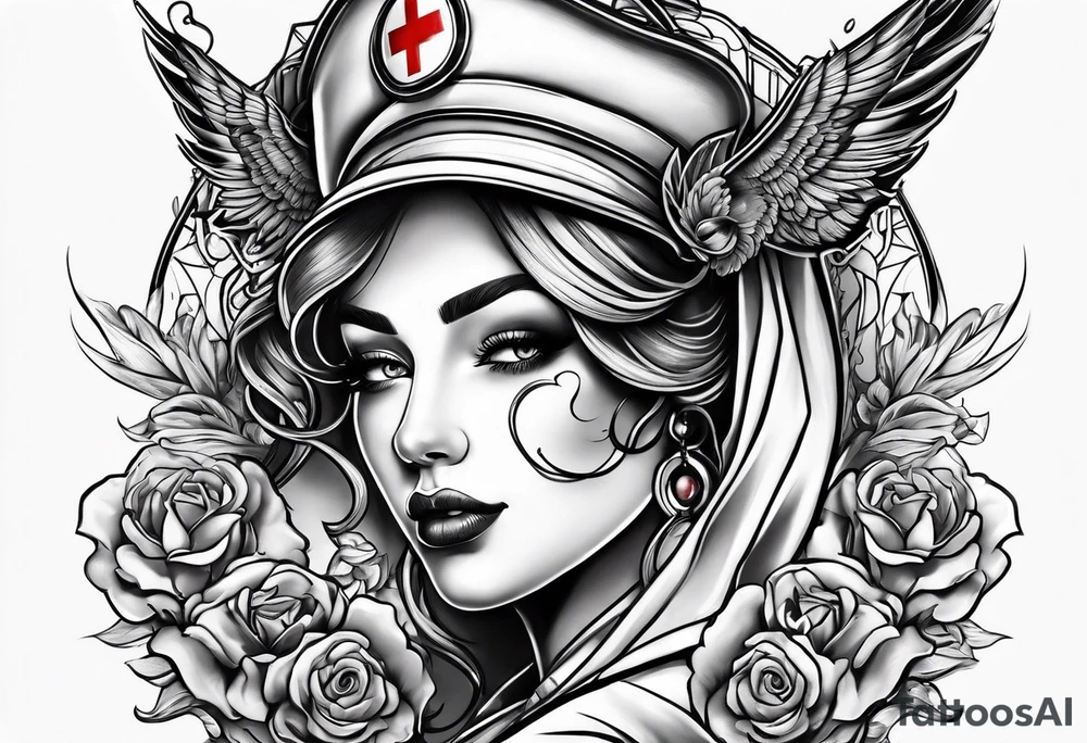 Nurse using protection against Covid tattoo idea