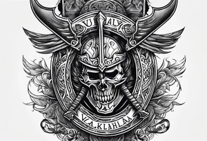 Valhalla sword shield axe tattoo idea