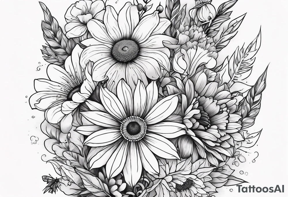 wildflower bouquet tattoo idea