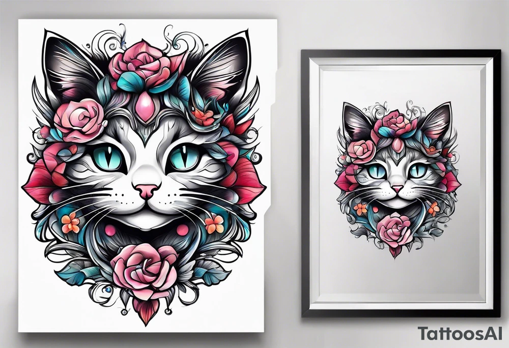 cute kitty face tattoo idea