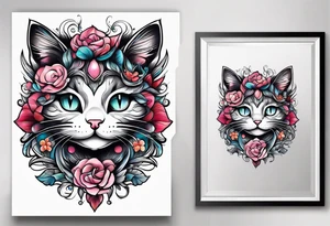 cute kitty face tattoo idea