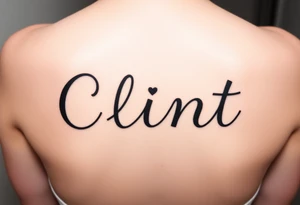 Clint spelled out in cartoon lettering tattoo idea