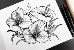 Fais moi un bouquet de fleurs avec des anthuriums et des oeillets !!! Les deux ensemble tattoo idea