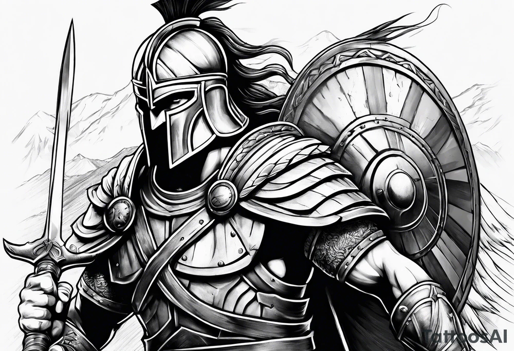 Spartan Warrior battle scene tattoo idea