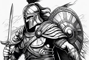 Spartan Warrior battle scene tattoo idea