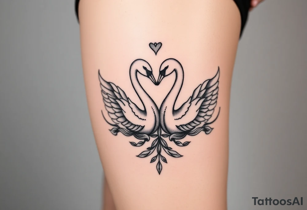 Peaceful swans feminine strength tattoo idea
