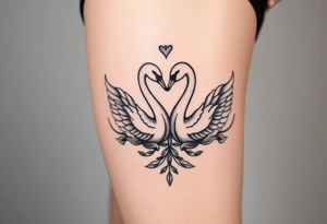 Peaceful swans feminine strength tattoo idea