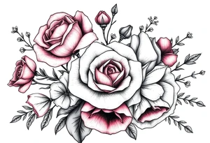 vintage bouquet of wild roses and meadow flowers with morning dew tattoo idea