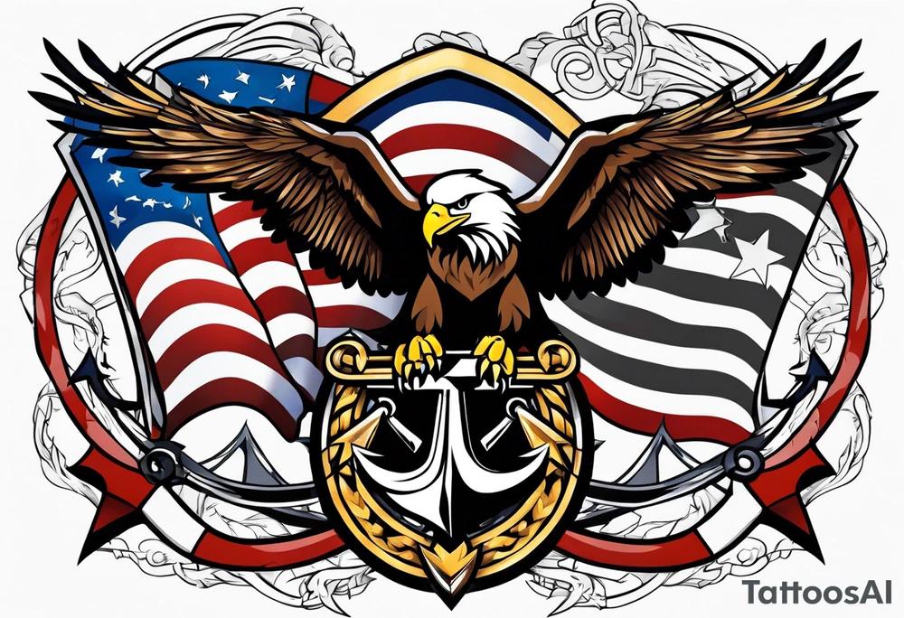 Eagle, flag, anchor tattoo idea