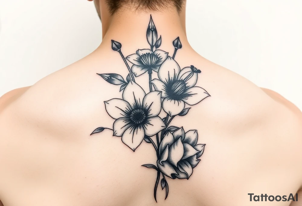 powerful spirit with flowers from Nunavut and representing pain, anger love and healing for front of neck tattoo idea