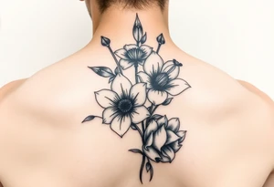 powerful spirit with flowers from Nunavut and representing pain, anger love and healing for front of neck tattoo idea