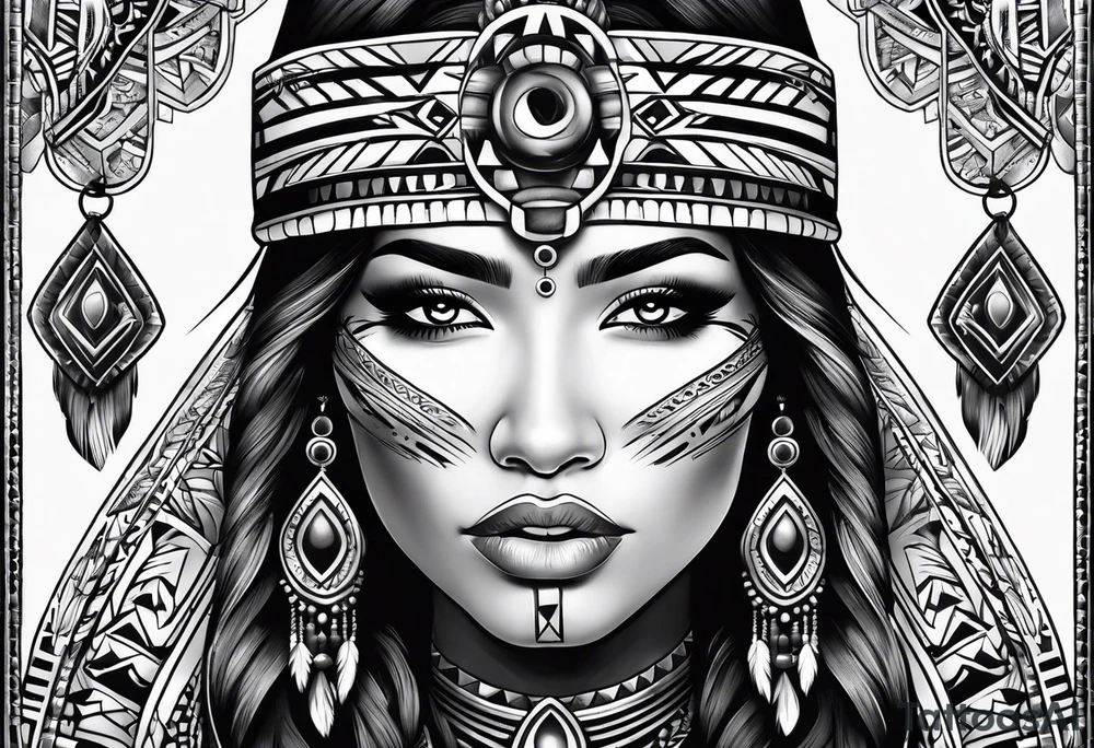 Navajo indigenous woman dark feminine goddess tattoo idea