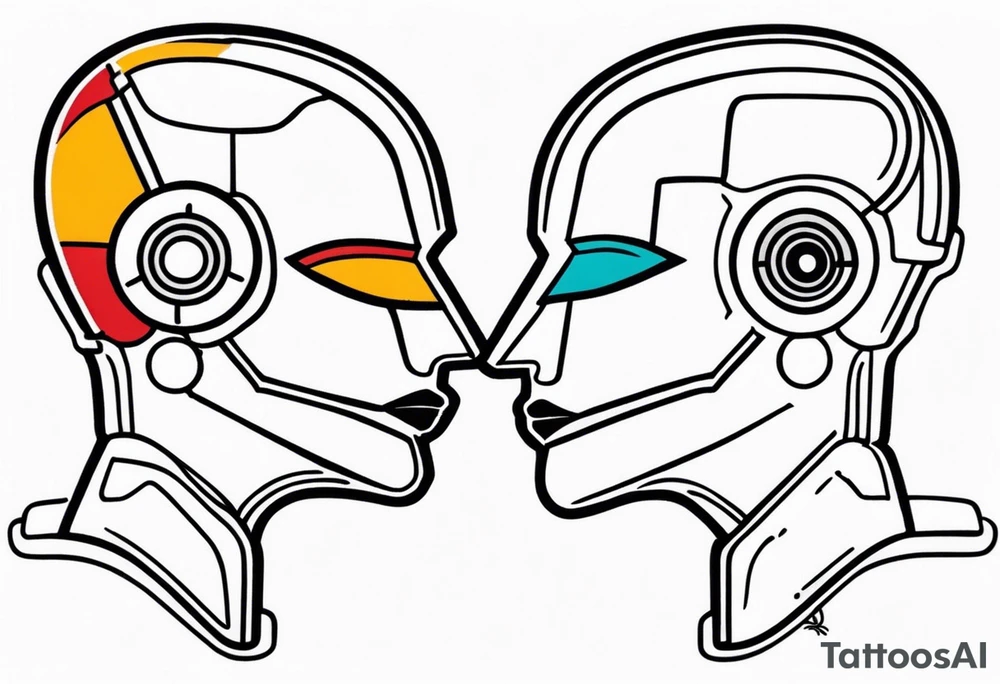 Kissing robot tattoo idea