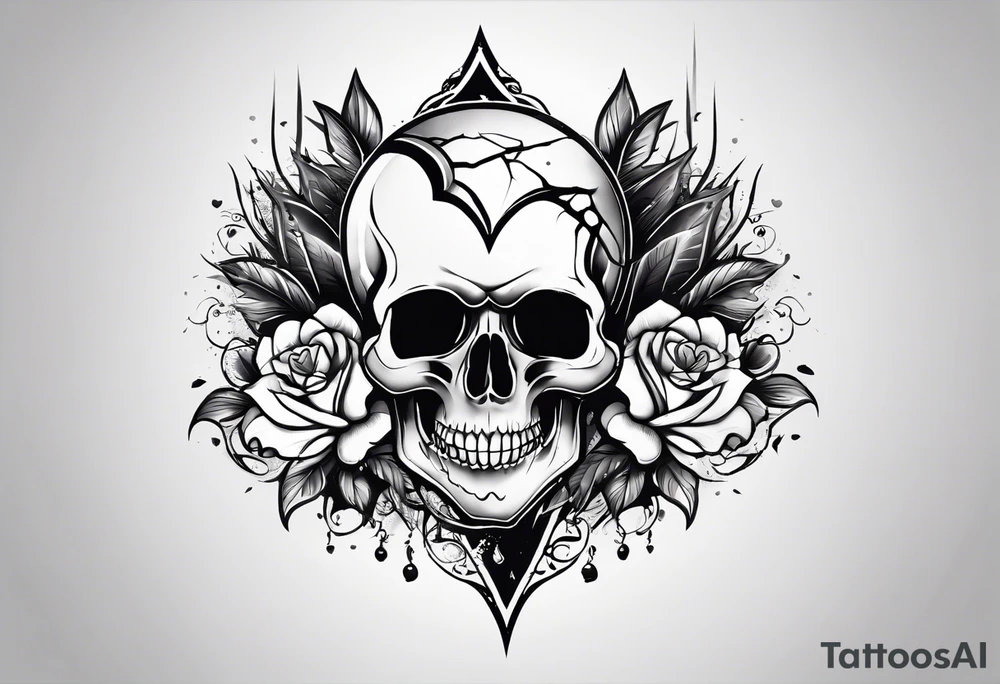 Solid thick lines.
Broken heart with skull.
Respect, honesty 
Not to much detail or fine lines.
Bold tattoo idea