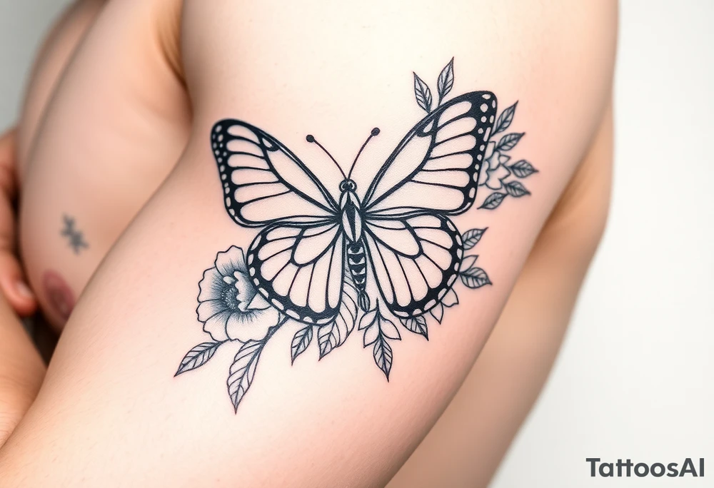 Bandana them water butterfly flowers tattoo idea