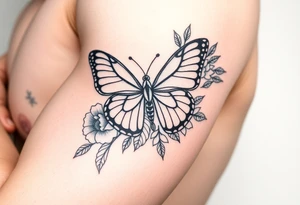 Bandana them water butterfly flowers tattoo idea