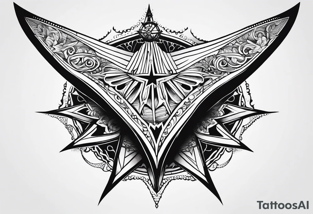 Manta ray nautical star tattoo idea