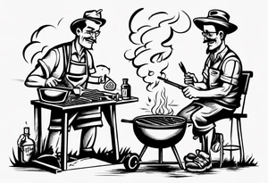 Father and son spending time grilling outside tattoo idea