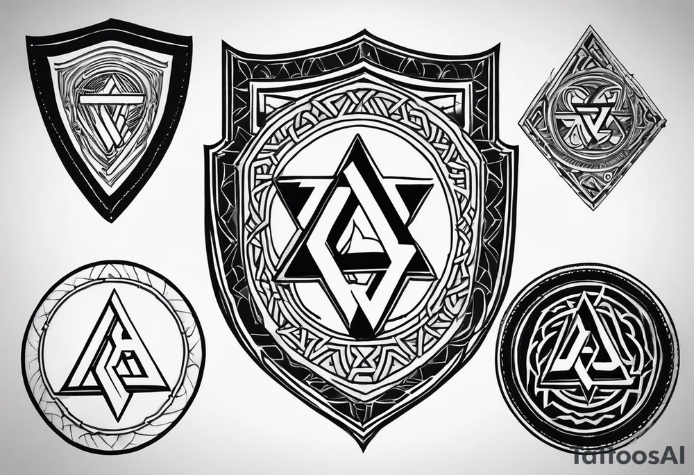 Valhalla shield valknut axe steps tattoo idea