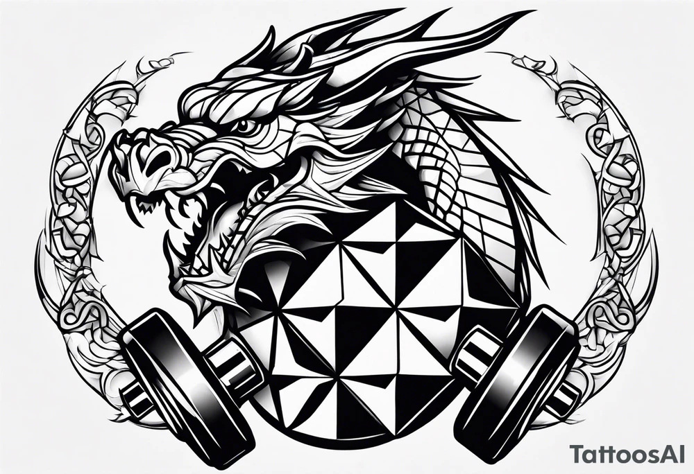 Simple Dragon dumbbell tattoo idea