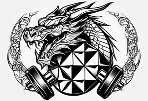 Simple Dragon dumbbell tattoo idea