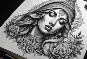 religious theme full upper arm piece tattoo idea