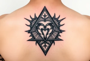 A triangle with a heart over the middle of the center with a tna tattoo idea