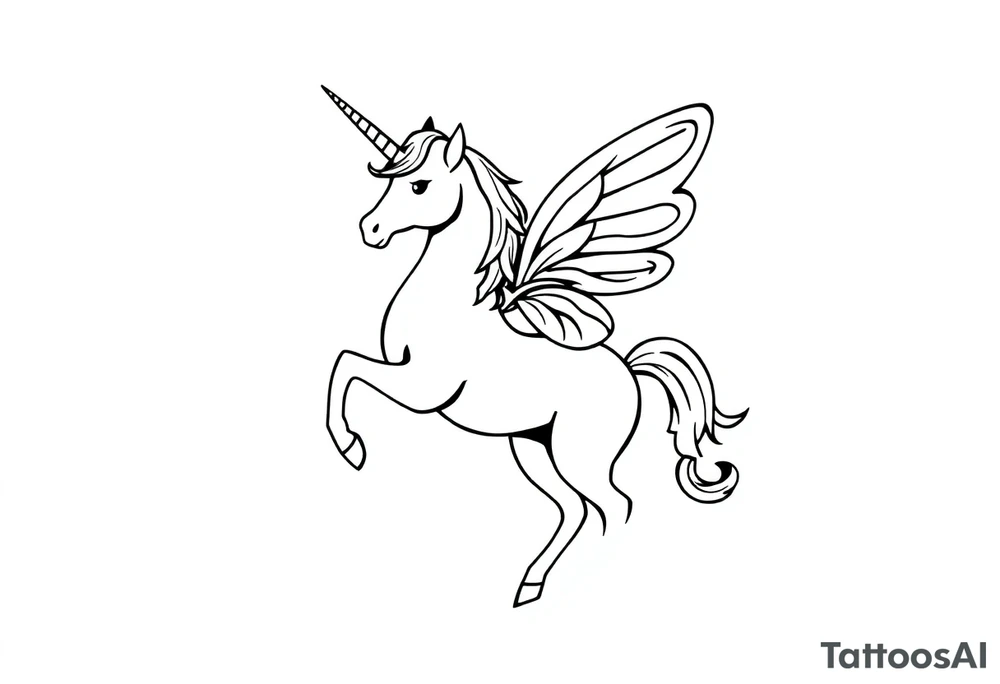 magical fairy unicorn tattoo idea