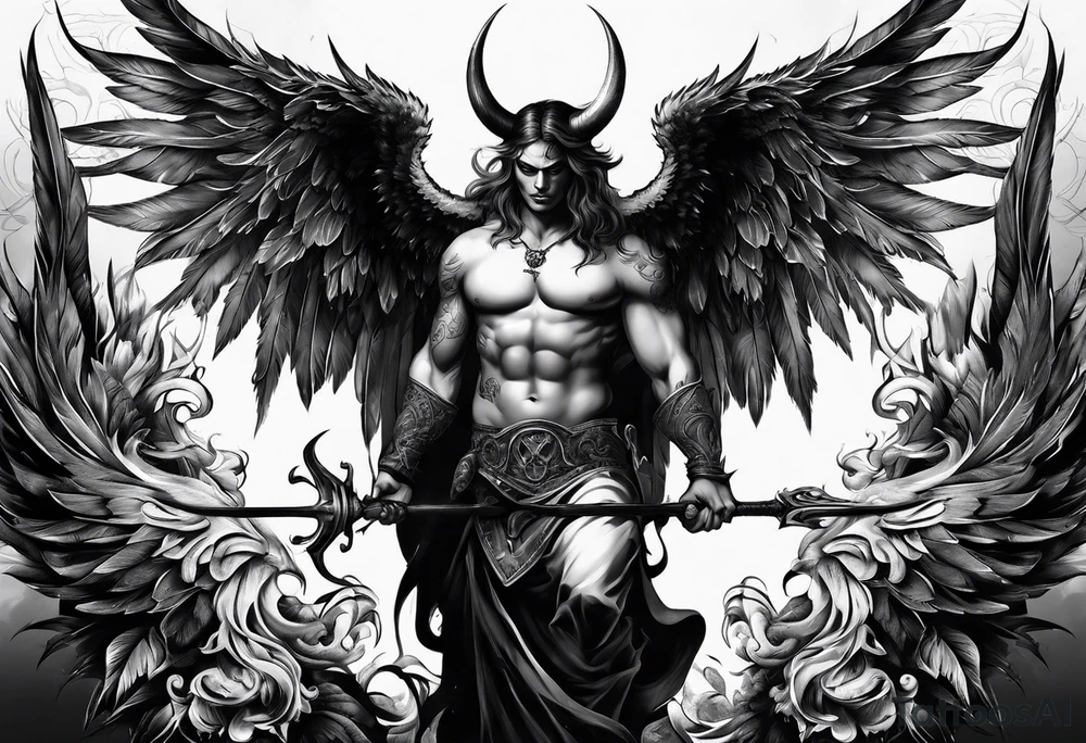Devil with angel wings tattoo idea