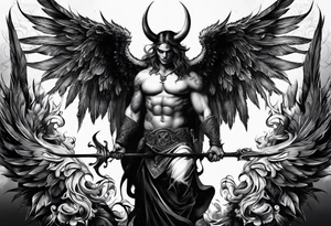 Devil with angel wings tattoo idea