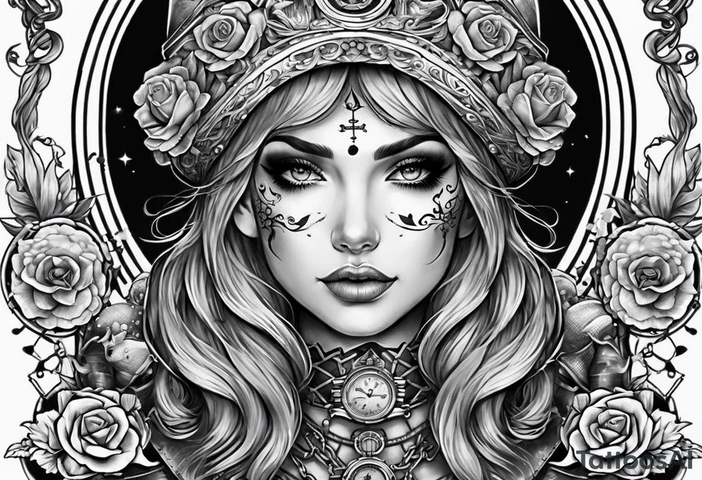 full sleeve skeleton sailor mermaid mechanical nautical tattoo idea