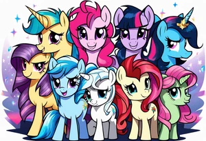 Full sleeve with my little pony, Jem and the hollograms tattoo idea