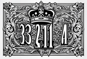 The numbers 334 in olde English font with a kings crown next to it tattoo idea