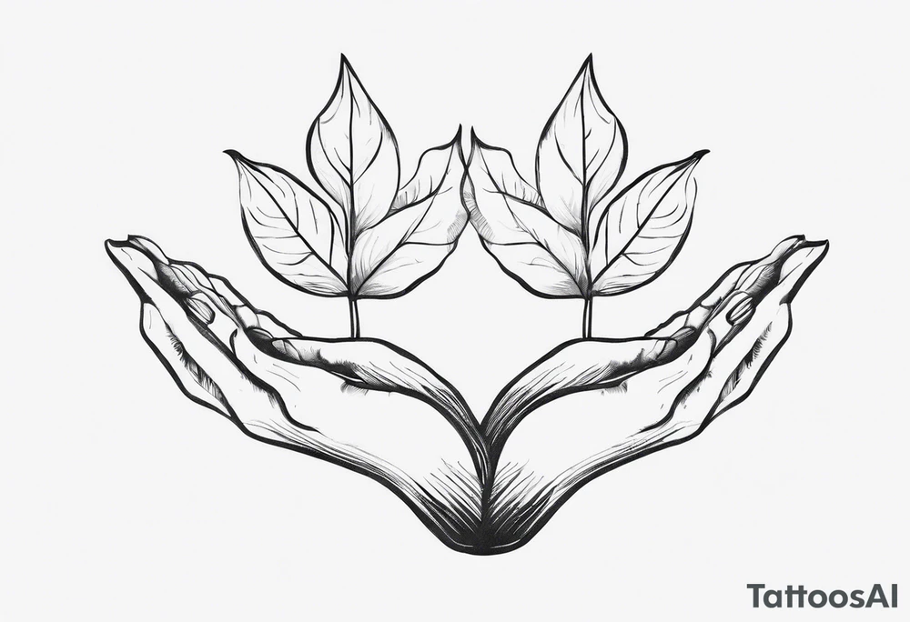 leaves shaped like two hands holding tattoo idea