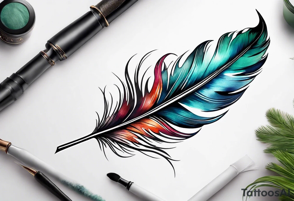 Small cute feather on wrist tattoo idea
