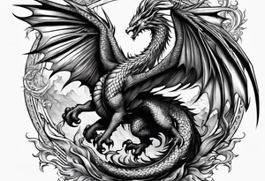 phoenix fighting a medieval
 dragon tattoo idea
