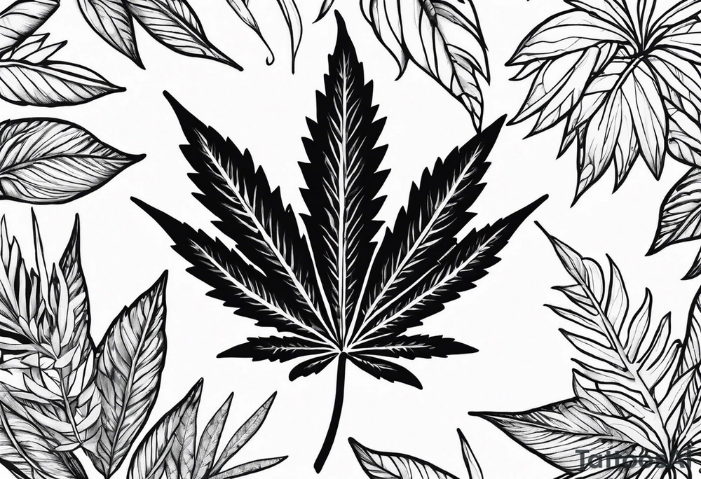 Zig zag marijuana leaf tattoo idea