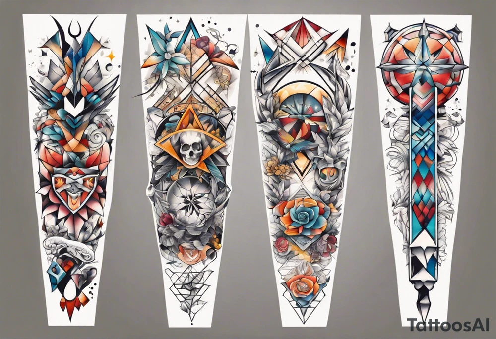 patchwork tattoo for full arms tattoo idea